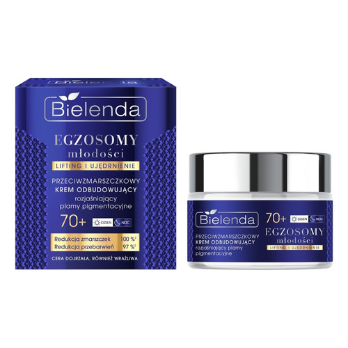 Bielenda Exosomes of Youth Anti-Wrinkle Regenerating Cream Brightening Pigmentation Spots 70+ for Mature Sensitive Skin for Day and Night 50ml