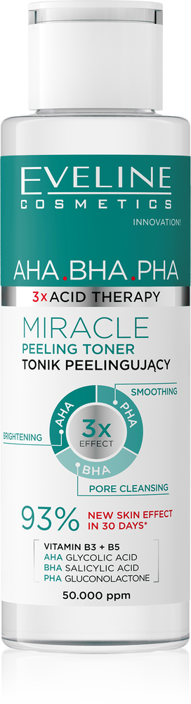 Eveline 3 X Acid Therapy AHA BHA PHA Miracle Tonik Peelingujący 110ml