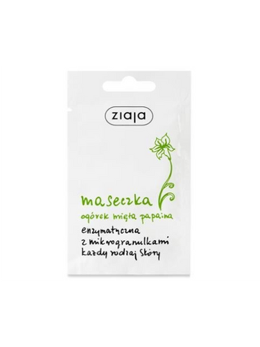 Ziaja Cucumber - Mint Papain Enzymatic Gel Mask for all Skin Types Vegan 7ml
