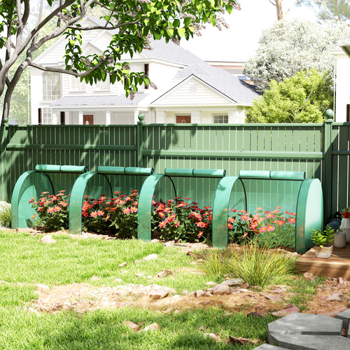 Outsunny 395 x 100 cm Low Tunnel Greenhouse - Green