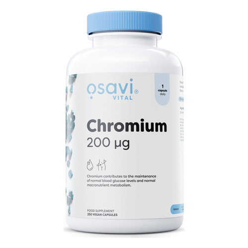 Osavi Chrom 200mcg na Wsparcie Prawidłowego Poziomu Cukru we Krwi 250 Wegańskich Kapsułek