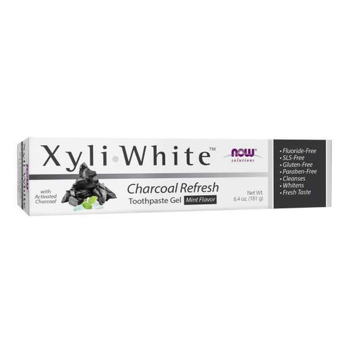 NOW Foods XyliWhite Charcoal Refresh Odświeżająca Pasta do Zębów w Żelu z Węglem Aktywnym 181g