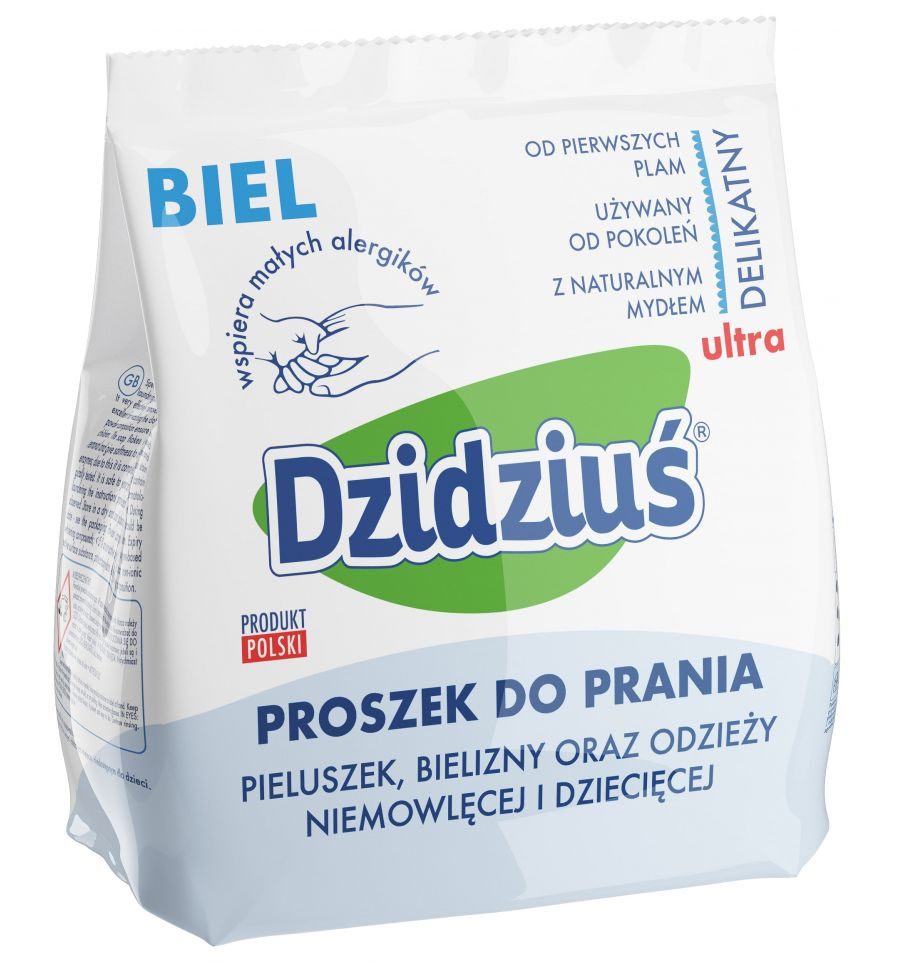 Dzidziuś Biel Ultra Delikatny Proszek do Prania Pieluszek Bielizny Odzieży Niemowlęcej i Dziecięcej 850g