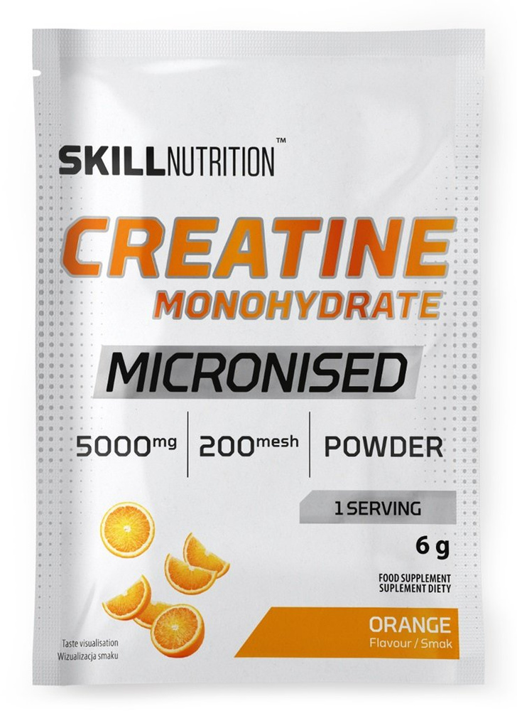 Skill Nutrition Mikronizowany Monohydrat Kreatyny Pomarańczowy w Proszku na Wsparcie Mięśni 6g