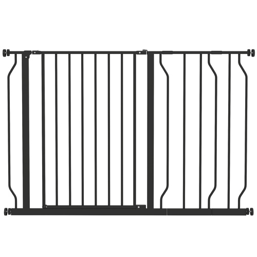 PawHut Wide Dog Safety Gate, with Door Pressure, for Doorways, Hallways, Staircases - Black