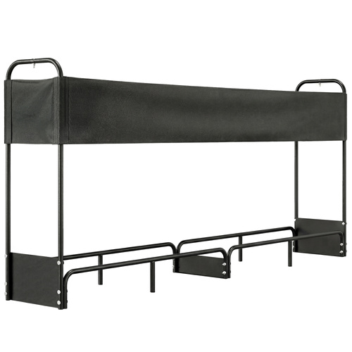 Outsunny 8.5ft Firewood Rack, Heavy Duty Log Storage Holder with Waterproof 600D Oxford Log Cover for Fireplace Fire Pits Outdoor Patio Wood Storage, 500 kg Large Capacity, Black