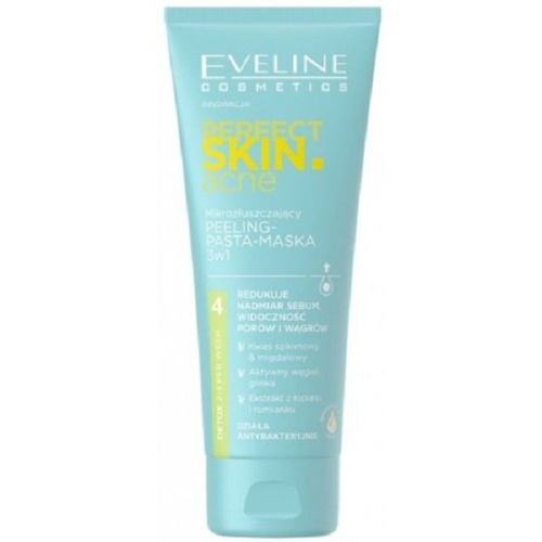 Eveline Perfect Skin Acne Mikrozłuszczający Peeling Pasta Maska 3w1 dla Skóry Problematycznej 75ml