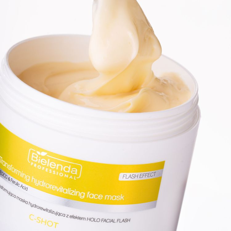 Bielenda Professional C-Shot Transforming Hydro Revitalizing Mask Holo Facial Flash Ethylated Vitamin C Ferulic Acid X-EGCG 150ml