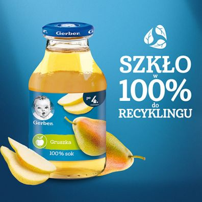 Gerber Naturalny Sok 100% Gruszka dla Niemowląt po 4 Miesiącu 200ml