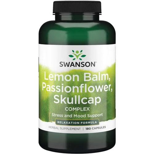 Swanson Lemon Balm Passionflower Skullcap Complex Relaks i Uspokojenie 180 Kapsułek