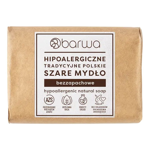 Barwa Hipoalergiczne Tradycyjne Polskie Szare Mydło na Bazie Roślinnej 100g