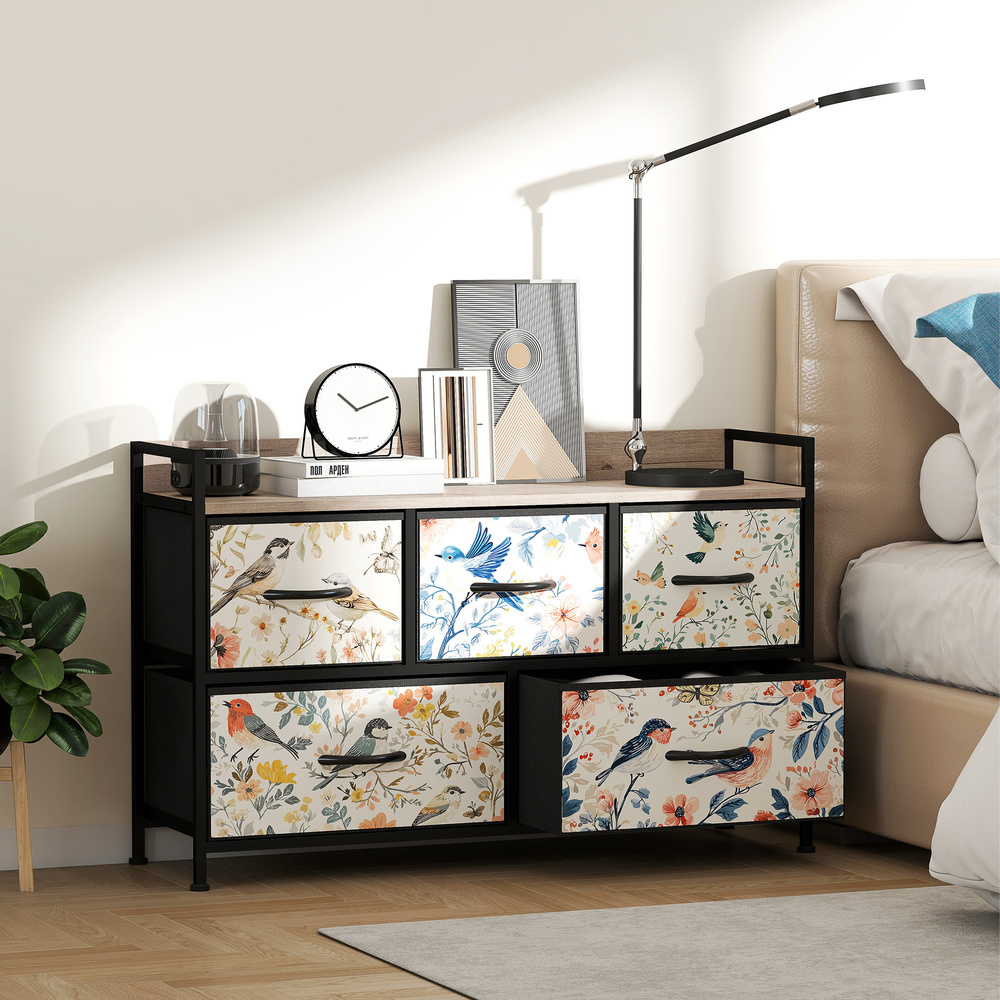 HOMCOM 5-Drawer Chest of Drawers - White