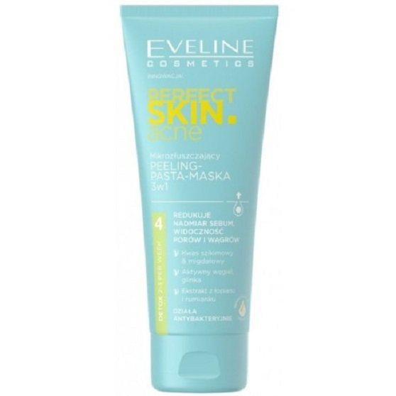 Eveline Perfect Skin Acne Micro-exfoliating Peeling Paste Mask 3in1 for Problematic Skin 75ml