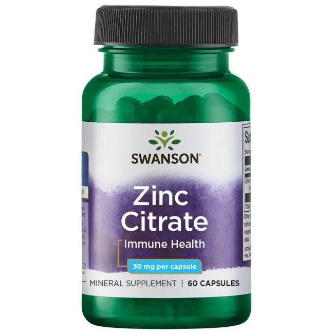 Swanson Zinc Citrate 30mg 60 Capsules