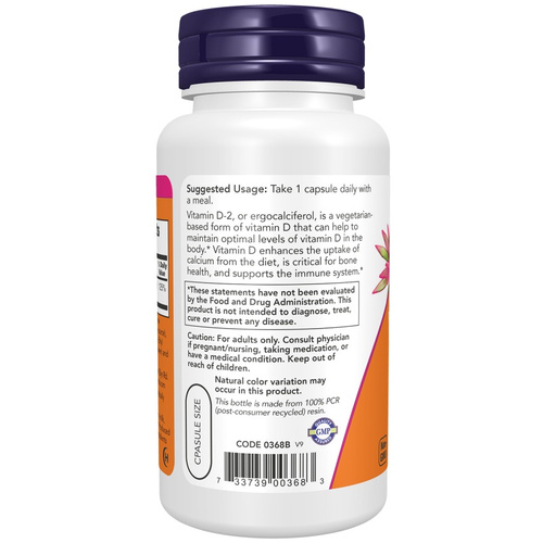 Now Foods Vitamin D 1000 IU Vegetarian Dry Wspiera Układ Odpornościowy i Zdrowie Kości 120 Kapsułek