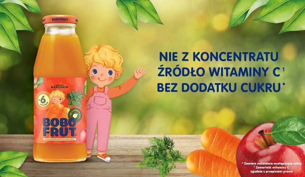 Bobo Frut Nektar Owocowo-Warzywny Jabłko Marchewka dla Niemowląt po 6 Miesiącu 300ml