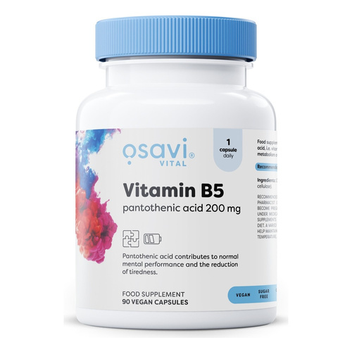 Osavi Vitamin B5 Pantothenic Acid 200mg for Energy Metabolism Support 90 Vegan Capsules