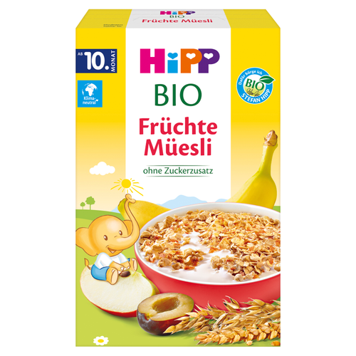 Hipp Bio Muesli Multigrain Bananas Apples Plums from 10 Months of Age 200g Best Before 30.11.26