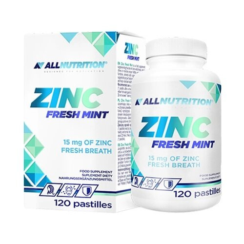 Allnutrition Zinc 15mg Wspomaga Układ Odpornościowy Świeża Mięta 120 Pastylek