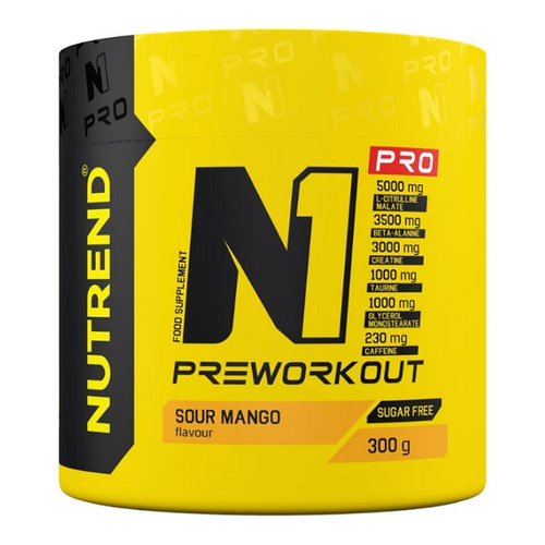 Nutrend N1 Pro Pre-Workout for Stimulation and Endurance Sour Mango 300g