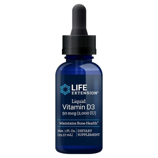 Life Extension Liquid Vitamin D3 50mcg 2000 IU for Immunity and Bone Health 29ml