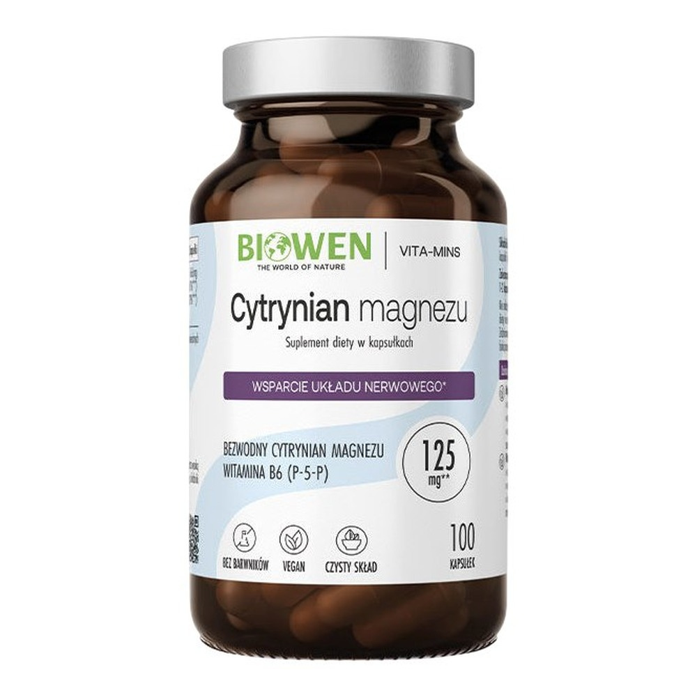 BIOWEN Magnesium Citrate 825 mg with Vitamin B6 (P-5-P) - 100 capsules