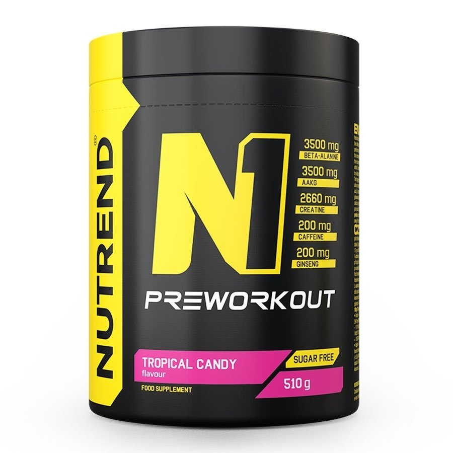 Nutrend N1 Pre-Workout Tropikalny Cukierek Przedtreningówka Na Energię i Wytrzymałość 510g