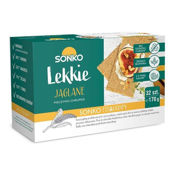 Sonko Lekkie Jaglane Pieczywo Chrupkie Źródło Błonnika bez Dodatku Cukru 170g