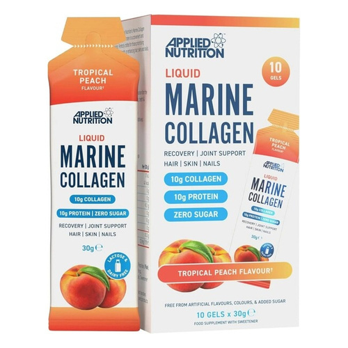 Applied Nutrition Liquid Marine Collagen Tropical Peach Supplement for Skin Nails and Joints 10x30g