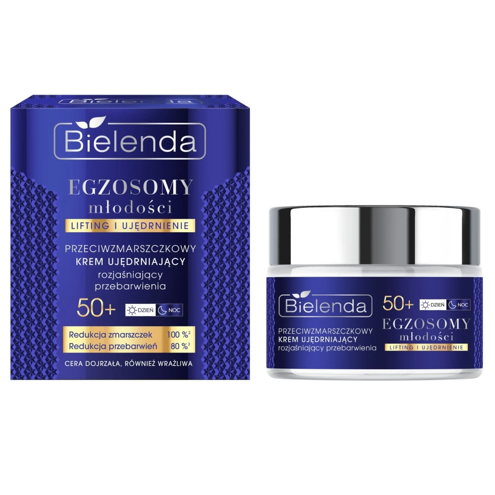 Bielenda Exosomes Of Youth Anti-Wrinkle Firming Cream Brightening Discoloration 50+ for Mature Skin Day and Night 50ml