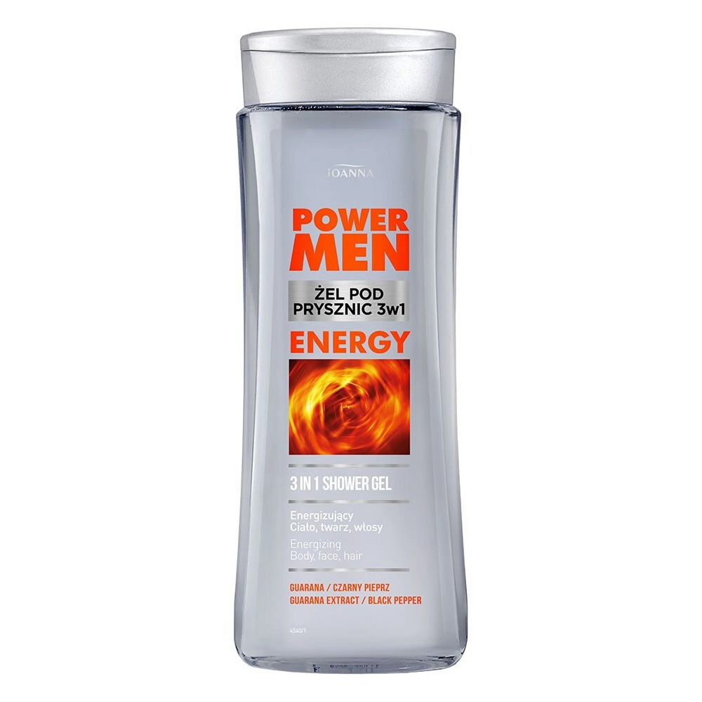 Joanna Power Men 3w1 Energetyzujący Żel pod Prysznic Czarny Pieprz i Guarana 300ml