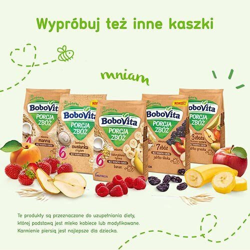 BoboVita Porcja Zbóż Mleczna Zbożowo-Owsiana Kaszka Truskawka Banan po 8 Miesiącu 210g
