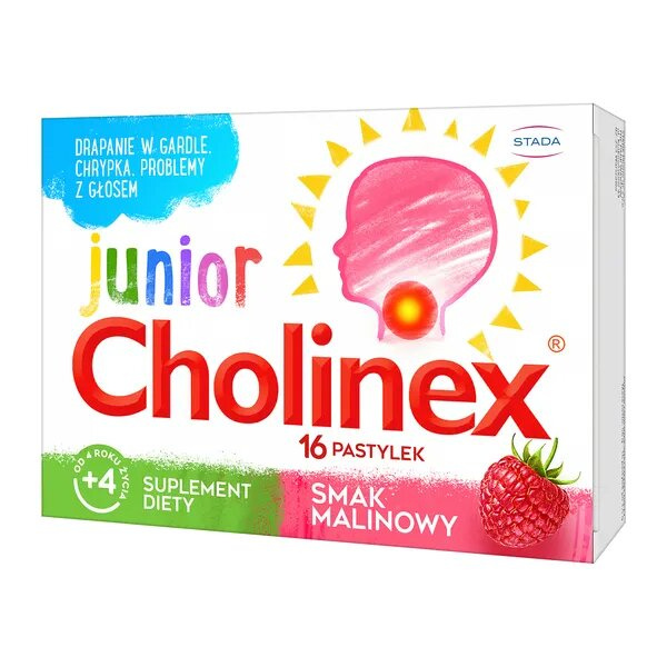 Cholinex Junior Smak Malinowy 16 Pastylek do Ssania
