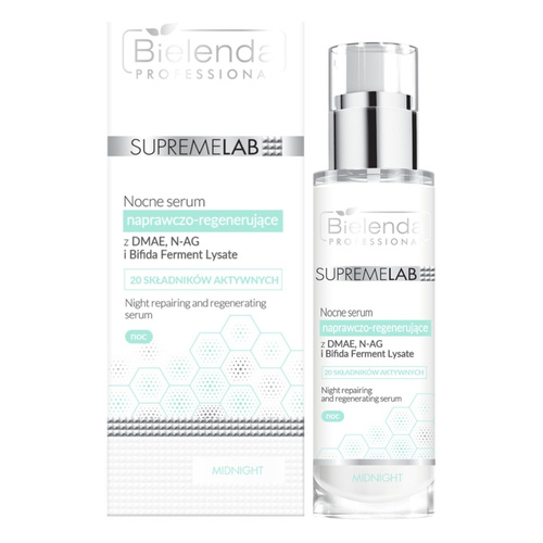 Bielenda Professional Supremelab Nocne Serum Naprawczo – Regenerujące z DMAE N-AG Bifida Ferment Lysate dla Skóry Dojrzałej Suchej i Odwodnionej 30ml