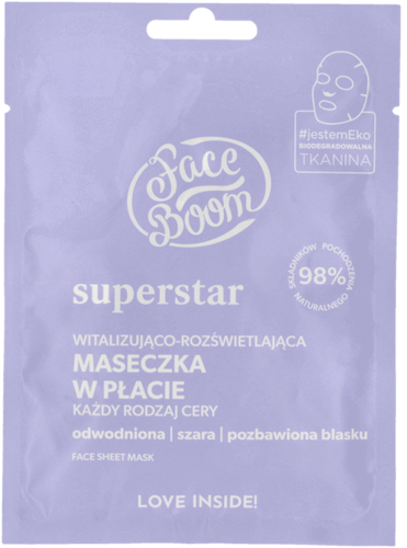 Face Boom Superstar Witalizująca i Rozświetlająca Maseczka w Płachcie do Każdego Rodzaju Cery 1 Sztuka