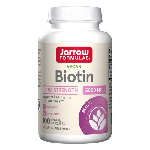 Jarrow Formulas Biotin 5000mcg for Healthy Skin Hair and Nails 100 Vcaps