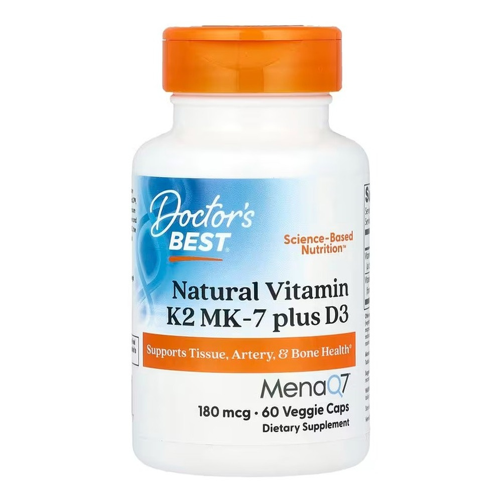 Doctor's Best Naturalna witamina K2 MK7 with MenaQ7 plus D3, 180mcg Kapsułki 60 kapsułek