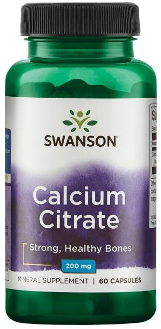 Swanson Calcium Citrate 200mg Cytrynian Wapnia 60 Kapsułek