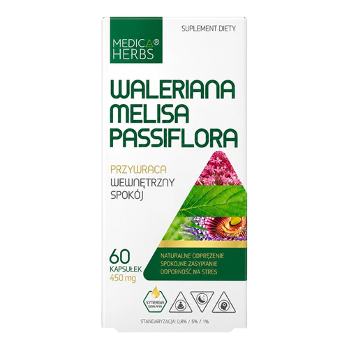 MEDICA HERBS Waleriana + Melisa + Passiflora 60 Kapsułek