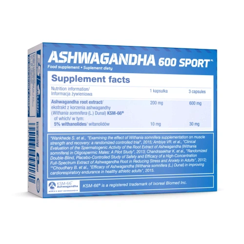 Olimp Ashwagandha 600 Sport 60 Kapsułek
