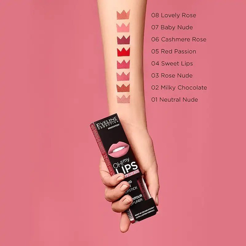 Eveline Oh My Lips Lipstick Matt Liquid Crayon No 06 Cashmere Rose 1 Piece