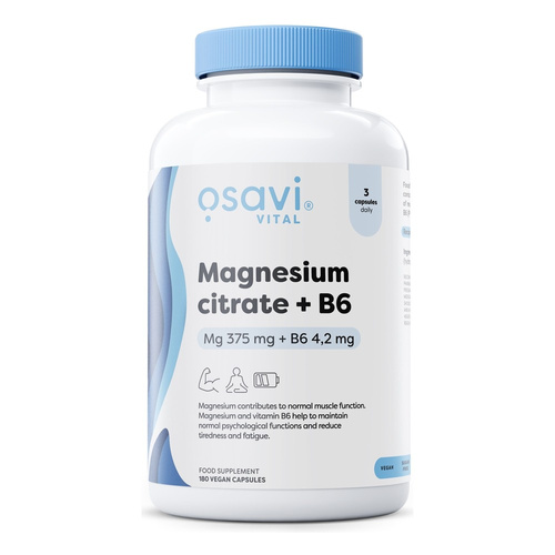 Osavi Magnesium Citrate + B6 For Fatigue and Proper Muscle Function 180 Vcaps