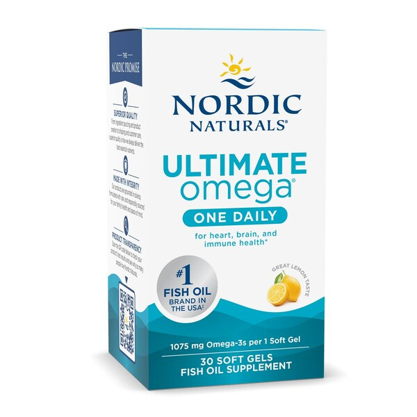 Nordic Naturals Ultimate Omega One Daily 1075mg Lemon for Heart Brain and Immune Health 30 Softgels