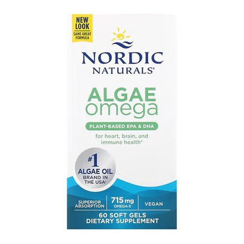 Nordic Naturals Algae Omega 715mg Omega 3 for Vegans and Vegetarians 60 Softgels