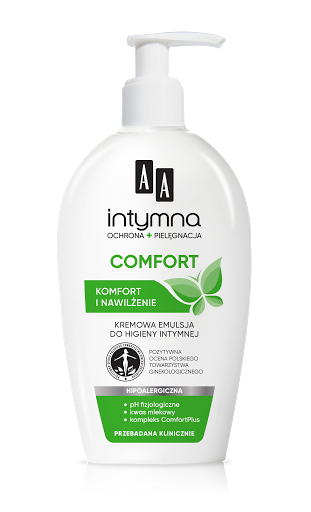 AA INTYMNA Comfort, Kremowa Emulsja Do Higieny Intymnej, Komfort I Nawilżenie 300ml