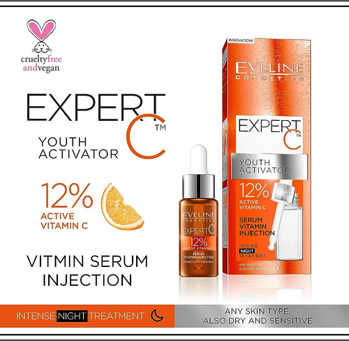 Eveline Expert C Aktywator Młodości Serum-Zastrzyk Witaminowy na Noc 18ml