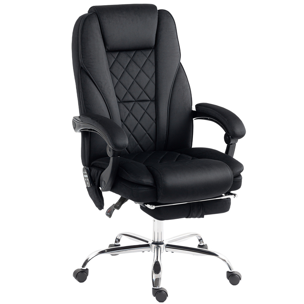 Vinsetto Massage Office Chair, Heated Reclining Computer Chair with Adjustable Height and Footrest, Black