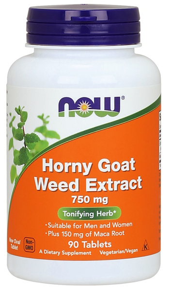 Now Foods Horny Goat Weed Extract 750mg Wspomaga Witalność Organizmu 90 Tabletek