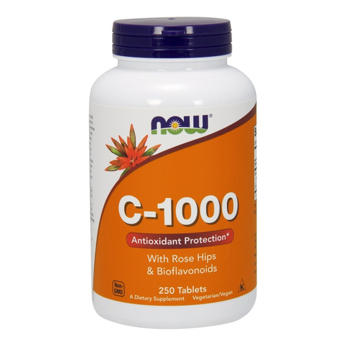 Now Foods Vitamin C-1000 Dzika Róża + Bioflawonoidy Wspiera Układ Odpornościowy i Nerwowy 250 Tabletek