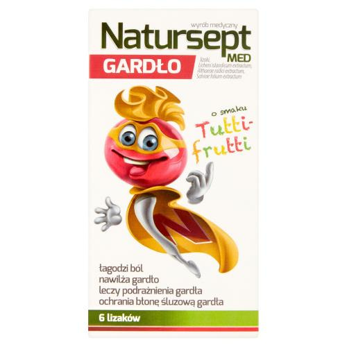 Natursept Med Throat Lollipops Tutti-Frutti Flavor 3+ 6 Pieces